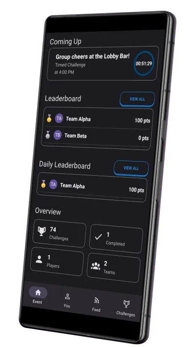 Image of phone with Thrillify app running, showing a timed challenge screen