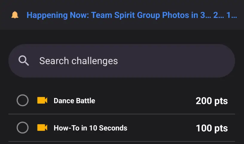 Timed challenge happening now banner in the Thrillify app