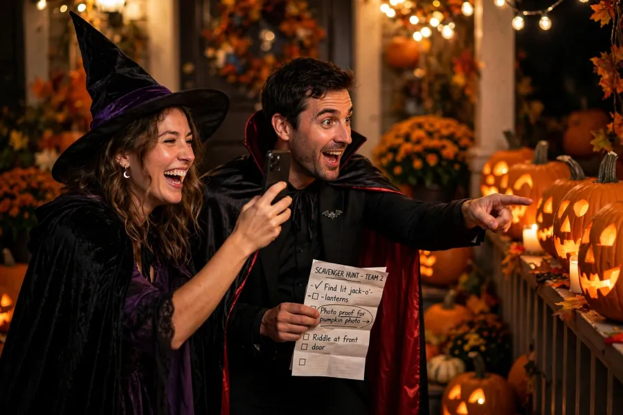 Cover for 15 Halloween Scavenger Hunt Ideas for Adults