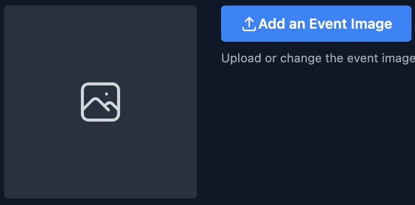 A section and button to upload an Event image.